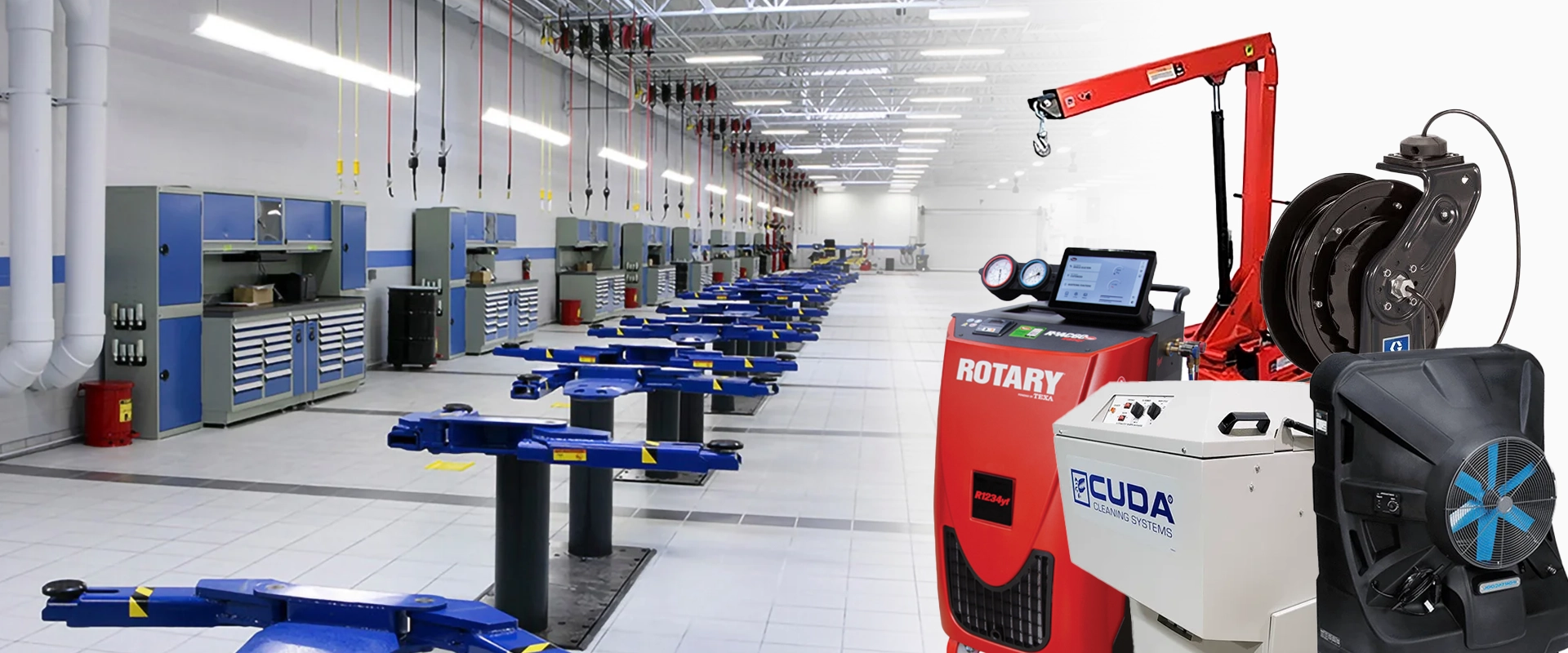Automatic Parts Washers 1 Shop Equipment Collage, AC Machine, Parts Cleaner, Lift, Cooler and Work Lights